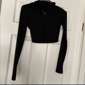 black zipper crop top